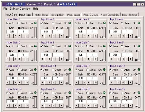 AKG AS 16X12 - Setting Parameters 4.4.1 Input Gain - 1