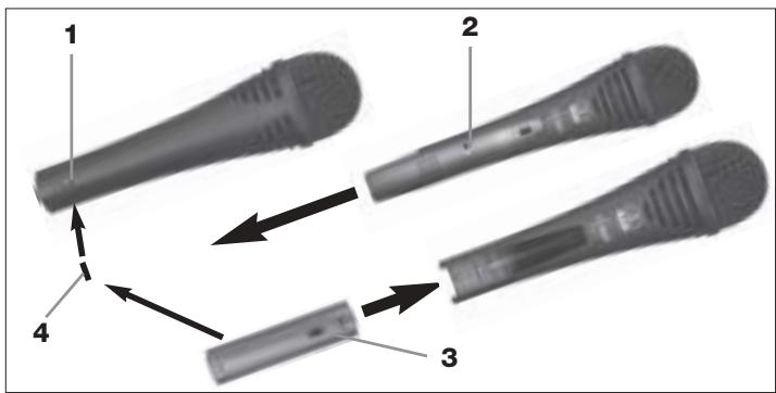 AKG D 3800 - Replacing the transmitter module with the XLR connector module: - 1