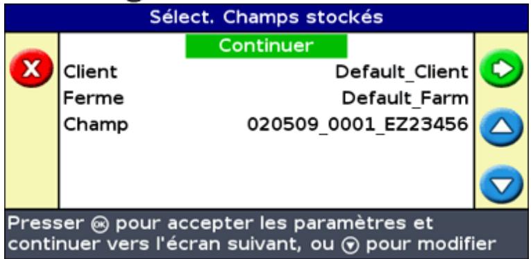 TRIMBLE EZ GUIDE 250 - Sélectionner le nom de champ dans une liste - 2
