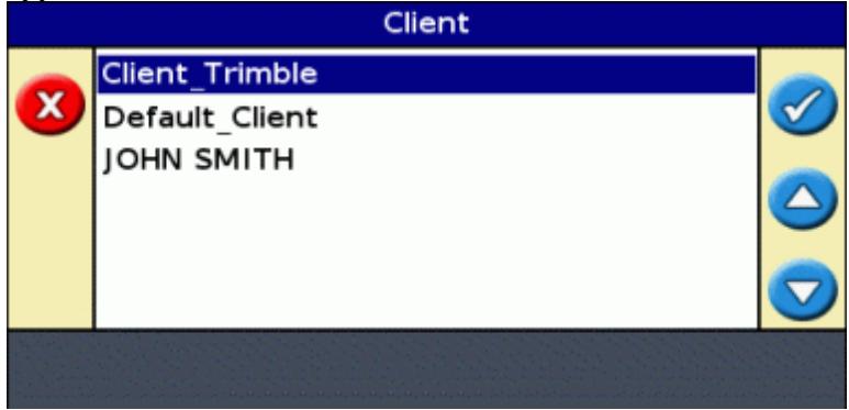 TRIMBLE EZ GUIDE 250 - Sélectionner le nom de champ dans une liste - 3