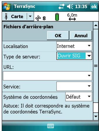 TRIMBLE JUNO SC - Téléchargement des fichiers de carte de fond à partir d'un serveur de carte internet - 1