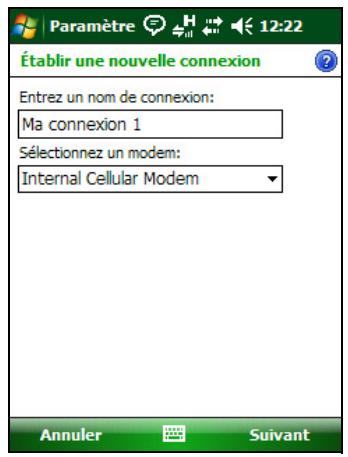 TRIMBLE JUNO SD - Étape 1: configuration de la connexion au réseau - 1
