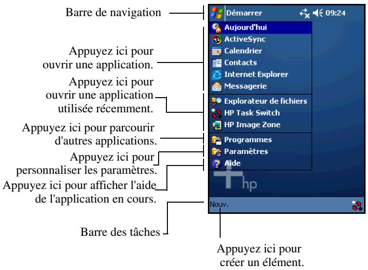 COMPAQ IPAQ RZ1700 - Barre de navigation et barre des tâches - 1