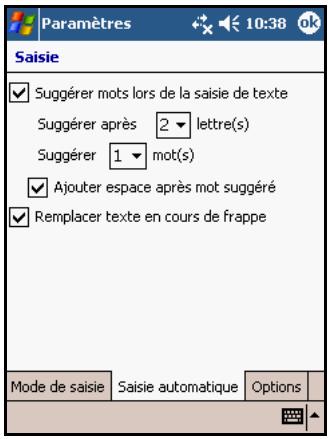 COMPAQ IPAQ RZ1700 - Réglage des options de suggestion de mots - 1