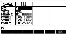 COMPAQ 39G PLUS - Calculs statistiques à partir d'une liste - 7