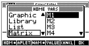 COMPAQ 39G PLUS - Le menu VARS - 4