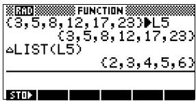 COMPAQ 39G PLUS - Fonctions de manipulation listes - 2