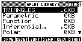 COMPAQ 39G PLUS - S'assurer que l'aplet triangles a bien été enregistrée dans la bibliothèque d'aplets. - 1