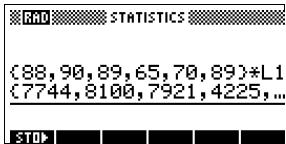 COMPAQ 39G PLUS - Calculs statistiques à partir d'une liste - 3