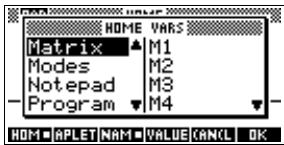 COMPAQ 39G PLUS - Le menu VARS - 2