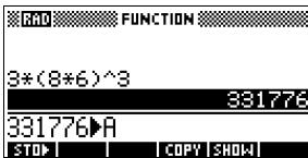 COMPAQ 39G PLUS - Mémorisation du résultat d'un calcul - 1