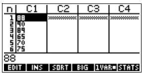 COMPAQ 39G PLUS - Calculs statistiques à partir d'une liste - 5