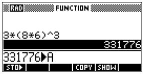 COMPAQ 40GS - Mémorisation du résultat d'un calcul - 4