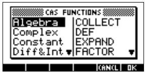 COMPAQ 40GS - Fonctions de module de calcul formel (cas) du menu MATH - 1