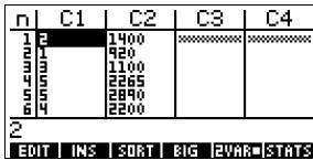 COMPAQ 40GS - Exemple: trouver une droite de régression - 2