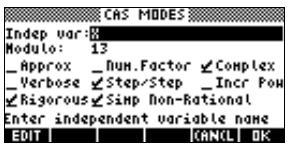 COMPAQ 40GS - Modes du module de calcul formel (CAS) - 1