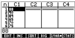 COMPAQ 40GS - Calculs statistiques à partir d'une liste - 5