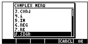 COMPAQ 48GII - Menu CMPLX en passant par le menu MTH - 7