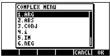 COMPAQ 48GII - Menu CMPLX en passant par le menu MTH - 6