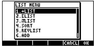 COMPAQ 48GII - Le menu MTH/list - 2
