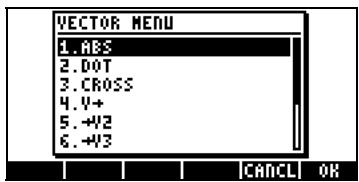 COMPAQ 48GII - Le menu MTH/vector - 2
