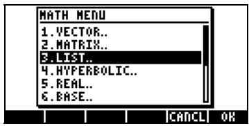 COMPAQ 49G PLUS - Le menu MTH/list - 1