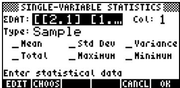 COMPAQ 49G PLUS - Calcul de statistiques à une seule variable - 1
