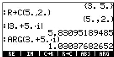 COMPAQ 49G PLUS - Menu CMPLX en passant par le menu MTH - 4
