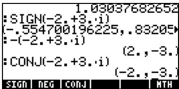 COMPAQ 49G PLUS - Menu CMPLX en passant par le menu MTH - 5