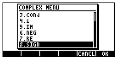 COMPAQ 49G PLUS - Menu CMPLX accessible sur le clavier - 2