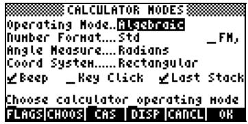 COMPAQ 49G PLUS - Choisir les modes d'opération de la calculatrice - 1