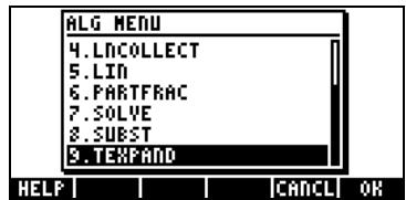 COMPAQ 49G PLUS - Fonctions du menu ALG - 2