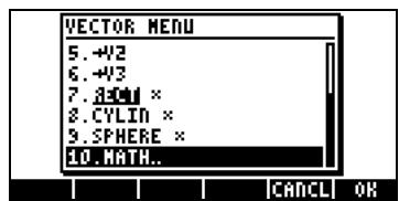 COMPAQ 49G PLUS - Le menu MTH/vector - 3