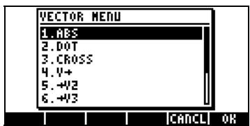 COMPAQ 49G PLUS - Le menu MTH/vector - 2