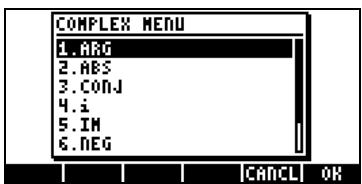 COMPAQ 49G PLUS - Menu CMPLX accessible sur le clavier - 1