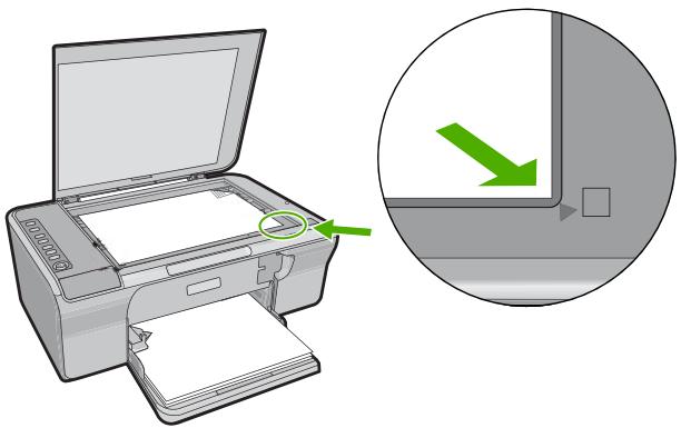 COMPAQ DESKJET F735 - Solution 2: positionnez correctement l'original sur la vitre - 1