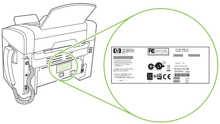 COMPAQ LASERJET M1319 - Emplacement des numéros de série et de modèle - 1