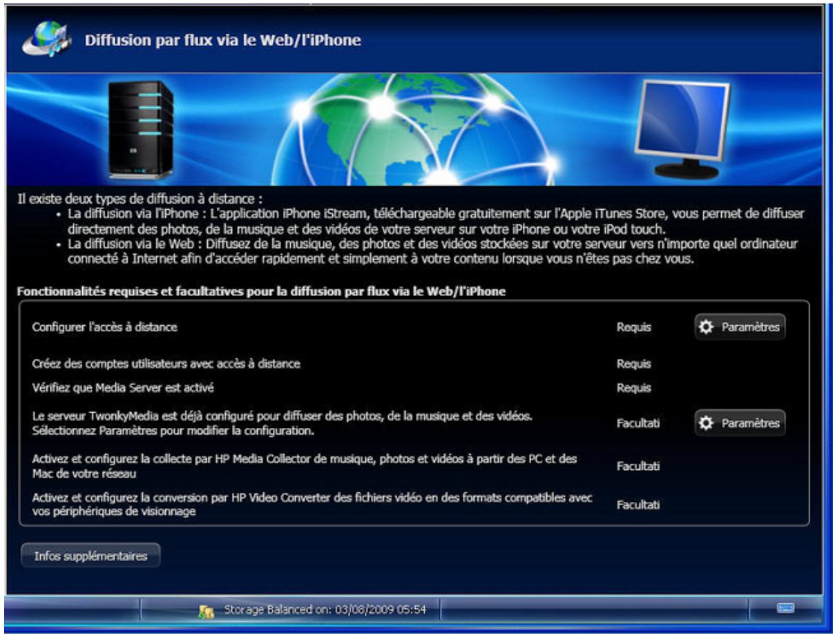 COMPAQ MEDIASMART EX490 - Diffusion par FLUX VIA le web/l'iphone - 1