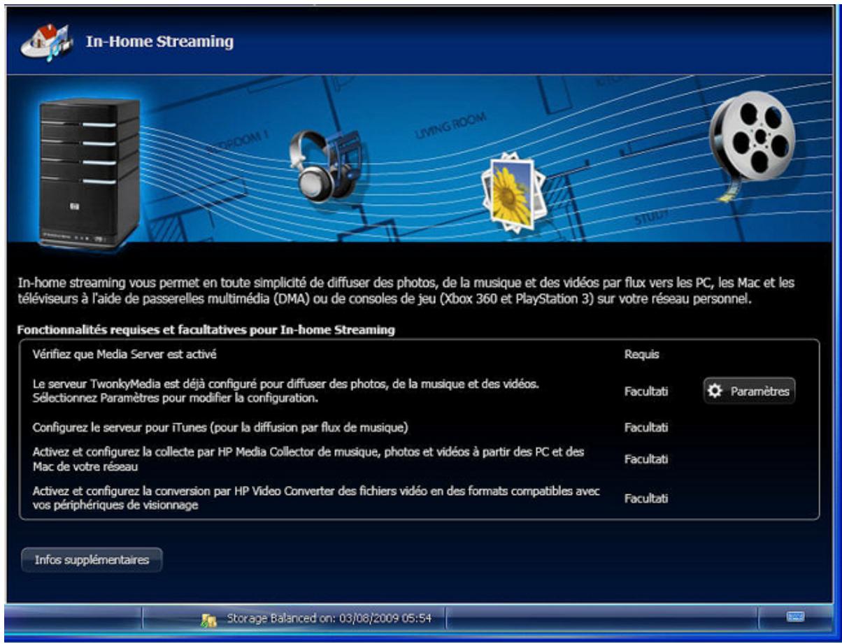 COMPAQ MEDIASMART EX490 - Vérifier que le serveur multimédia est activé - 1