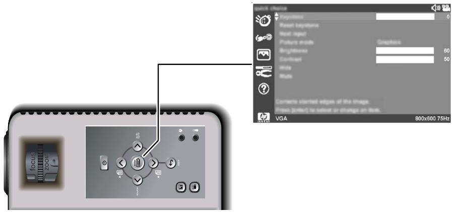 COMPAQ MP3220 - Modifier les paramètres à l'aide du menu de réglage à l'écran - 1