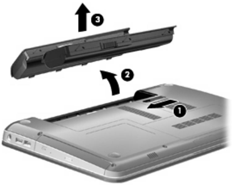 COMPAQ PAVILION - Insertion ou retrait de la batterie - 2