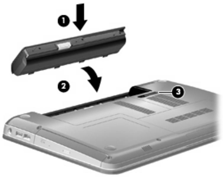 COMPAQ PAVILION - Insertion ou retrait de la batterie - 1