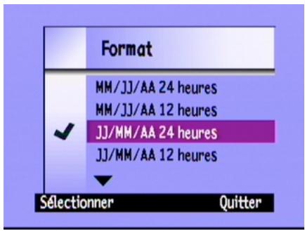 COMPAQ PHOTOSMART C500 - Pour régler la date et l'heure à la demande du message affiché sur l'écran couleur: - 1