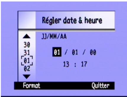 COMPAQ PHOTOSMART C500 - Pour régler la date et l'heure à la demande du message affiché sur l'écran couleur: - 2