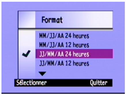 COMPAQ PHOTOSMART C500 - Pour modifier la date et l'heure à l'aide du menu de l'appareil photo : - 2