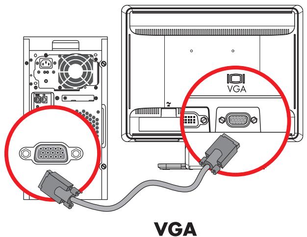 COMPAQ W1858 - Branchement du câble VGA (analogique) ou du câble dvi-d (numérique) - 1