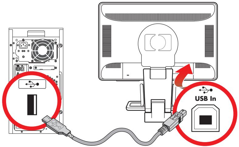 COMPAQ W2207 - Branchement du câble du concentrateur USB - 1