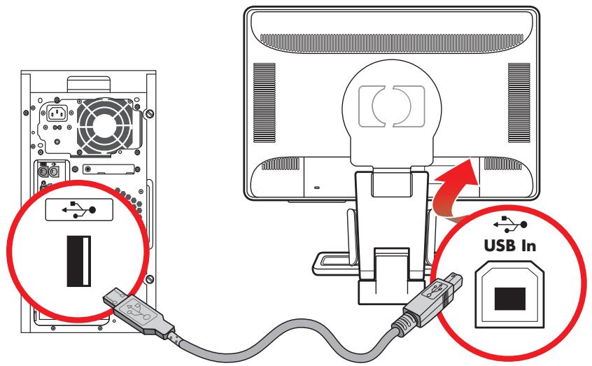 COMPAQ W2228H - Branchement du câble du concentrateur USB (certains modèles uniquement) - 1