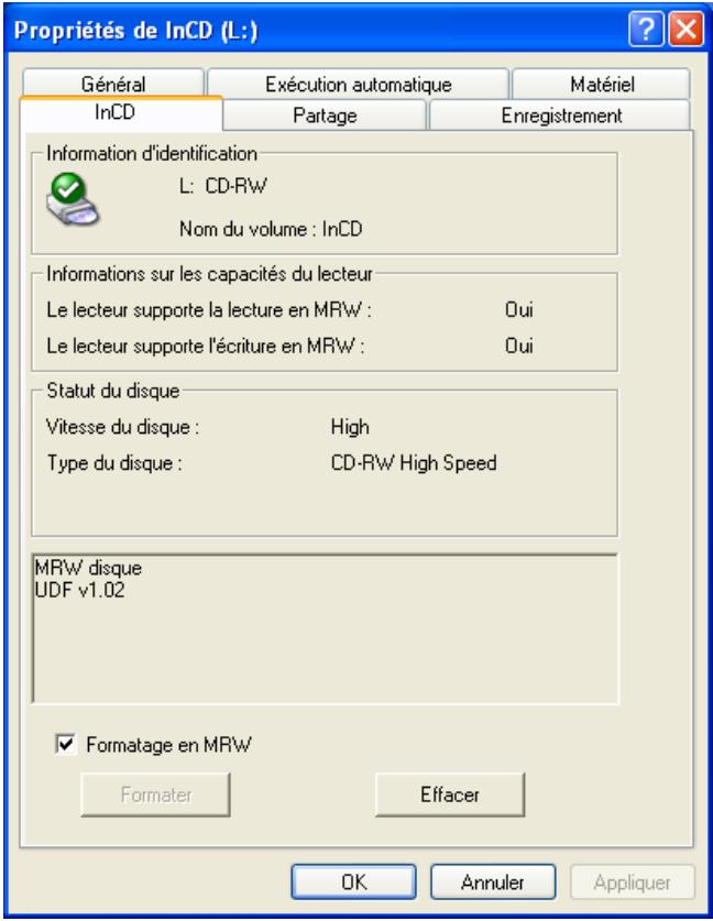 NERO INCD 4 - Propriétés du lecteur - 2