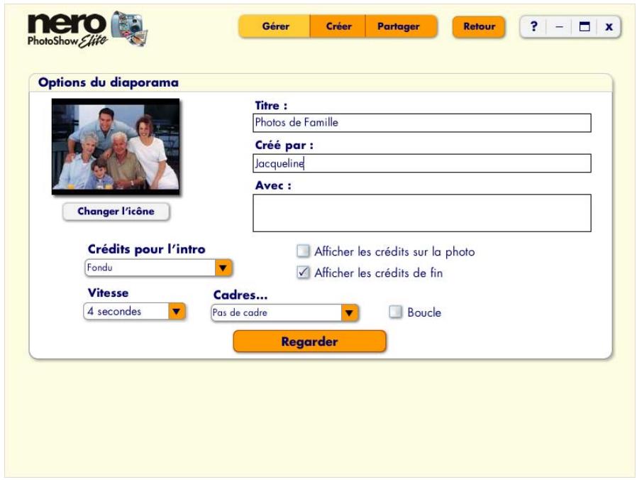 NERO PHOTOSHOW ELITE - Options du diaporama - 1